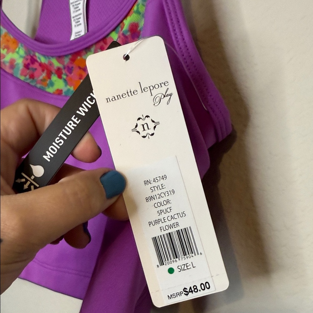 Nanette Lepore Vibrant Purple sports bra  with Floral Detail - Picture 2 of 5